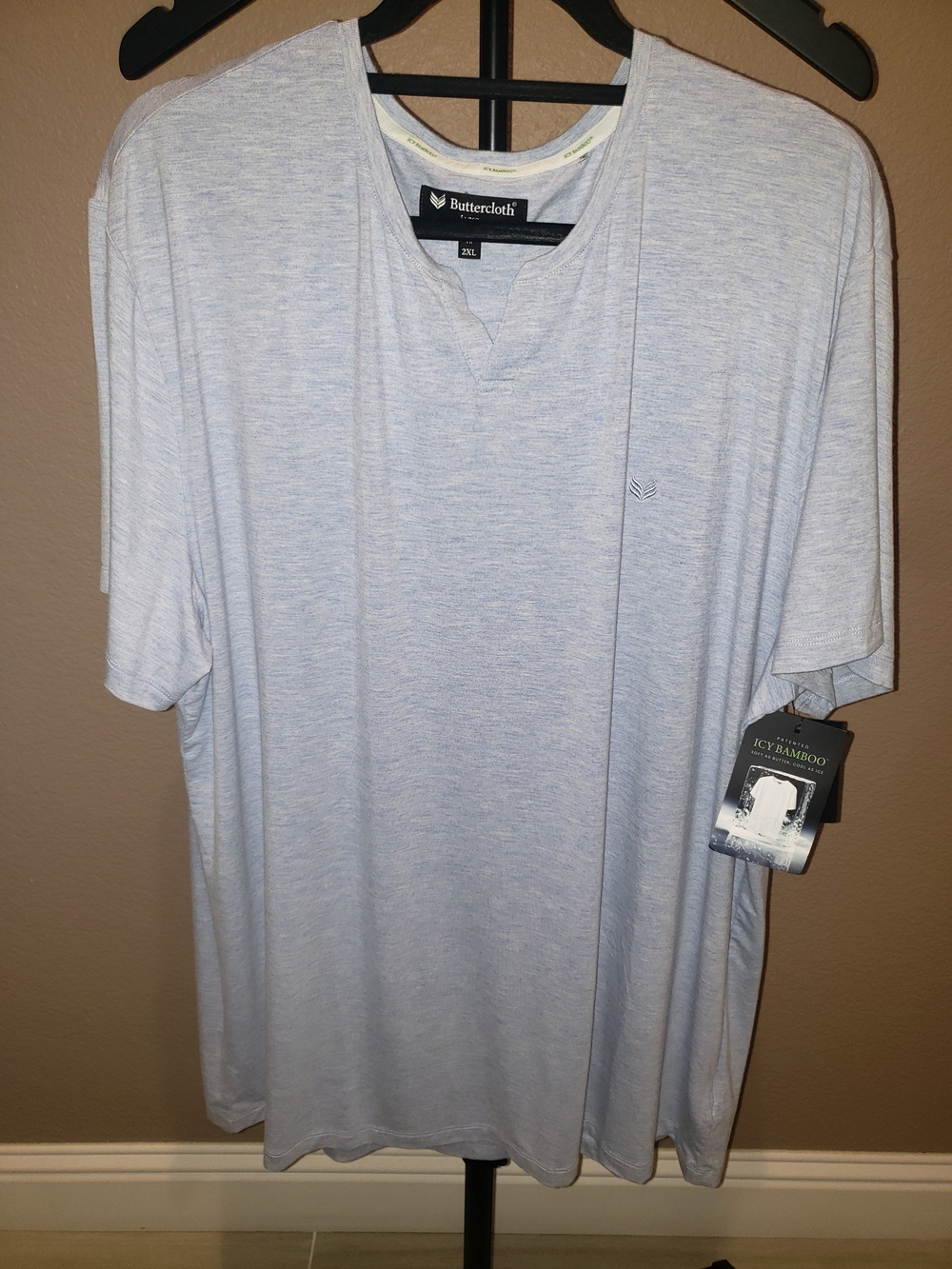 Buttercloth Men’s Short Sleeve V-Neck T-Shirt - Light Blue